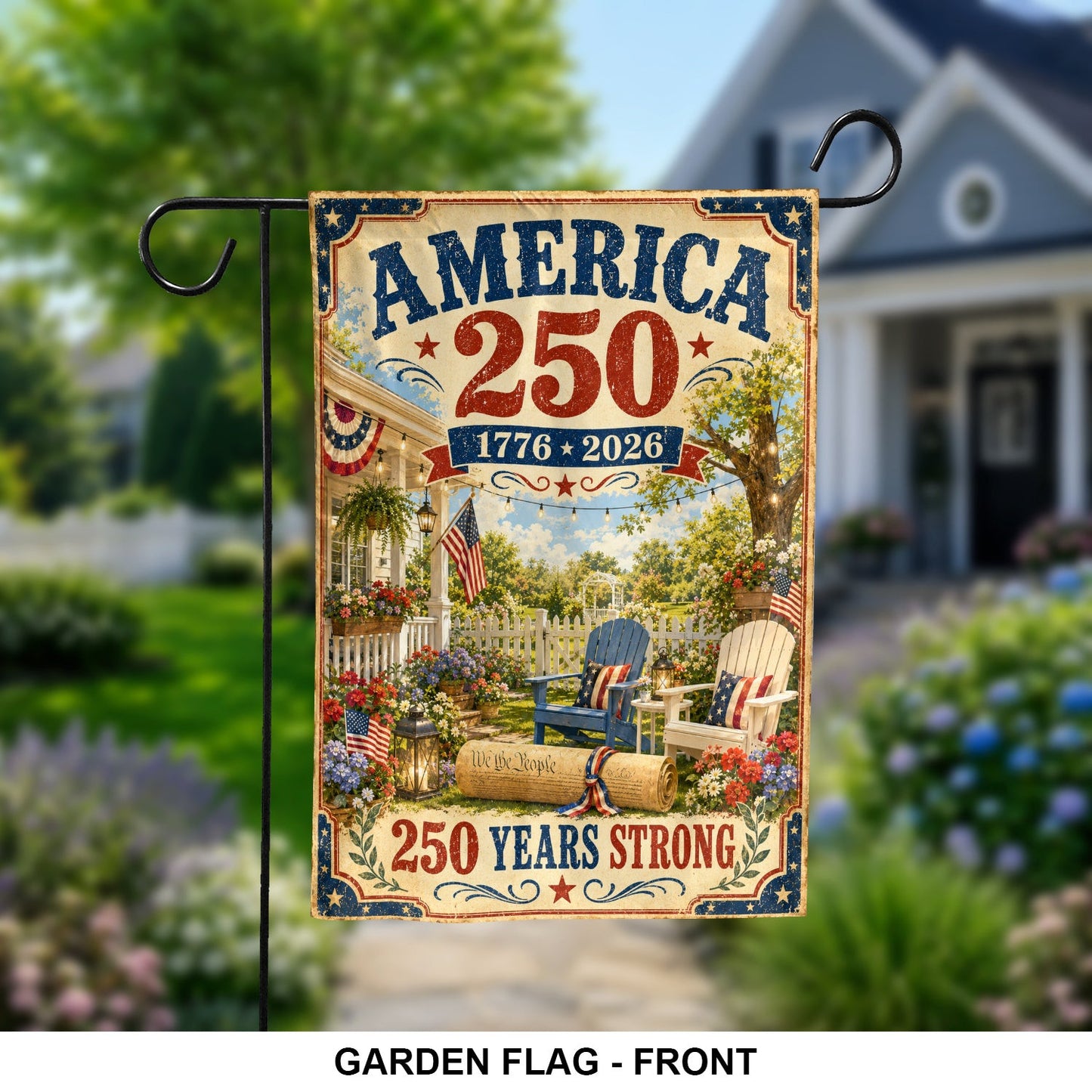 America 250th Flag 250 Years Strong 4Th Of July Patriotic Garden Decor - Pvr