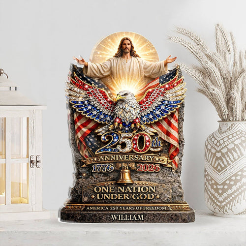 Custom One Nation Under God USA 250 Years Anniversary Shaped Acrylic Plaque Home Decor Items - Pvr
