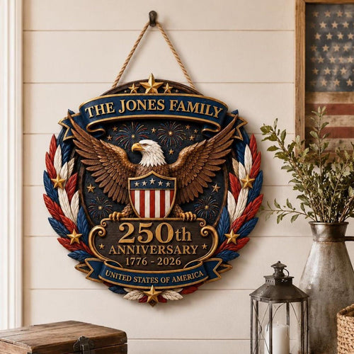 Custom America 250th Anniversary Patriotic Eagle Wood Sign Patriotic House Decor Items - Pvr