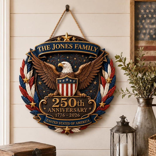 Custom America 250th Anniversary Patriotic Eagle Wood Sign Patriotic House Decor Items - Pvr