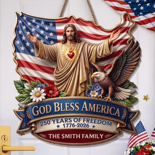 Custom America 250th Anniversary Wood Sign God Bless America Home Decor Ideas Gifts For Mom - Pvr