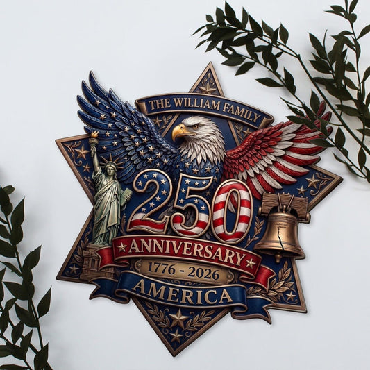Custom Patriotic Eagle 250th Anniversary America Wood Sign American Patriot Merch Dad Gifts - Pvr