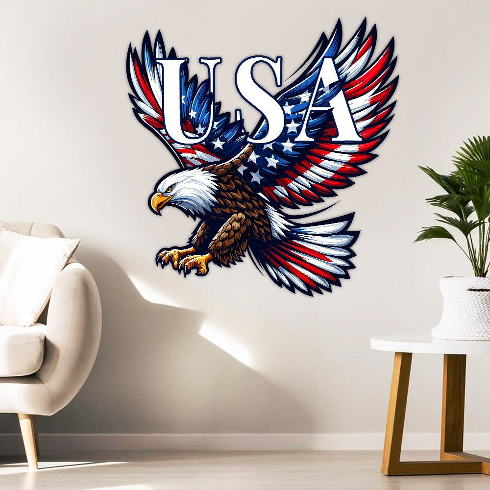 USA 250th Anniversary Patriotic Eagle Metal Sign Shape 1776 2026 Home Decoration - Pvr