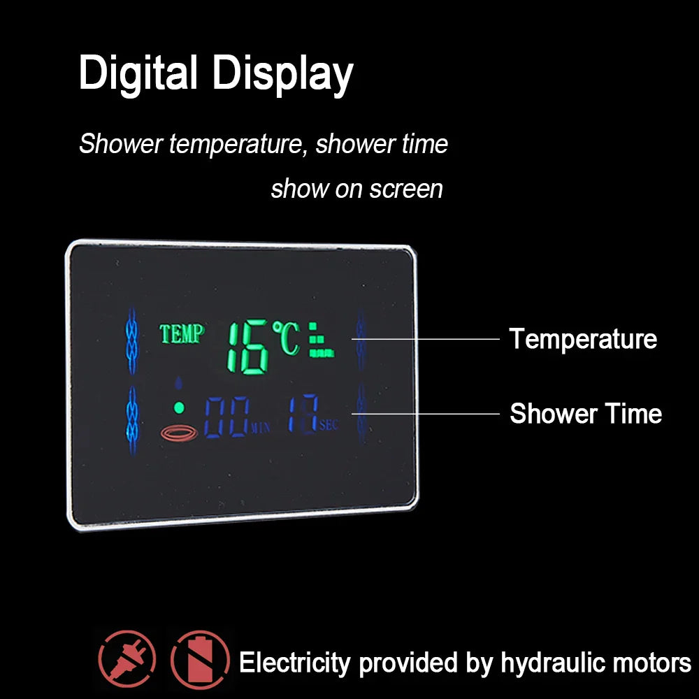 LED Rainfall Shower Panel - Massage Jet Column System