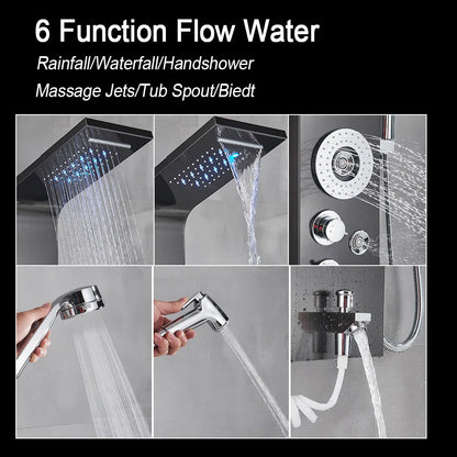 LED Rainfall Shower Panel - Massage Jet Column System