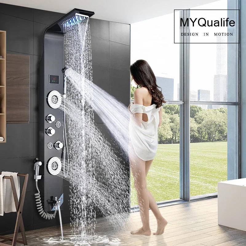 LED Rainfall Shower Panel - Massage Jet Column System