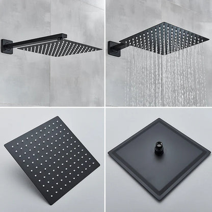 Rozin Matte Black Rainfall Shower System - Wall Mounted Kit