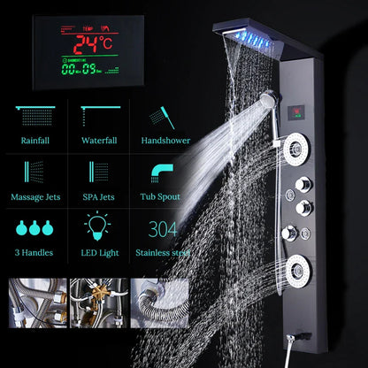 LED Shower Panel - Luxury Rainfall Column with Hand Shower
