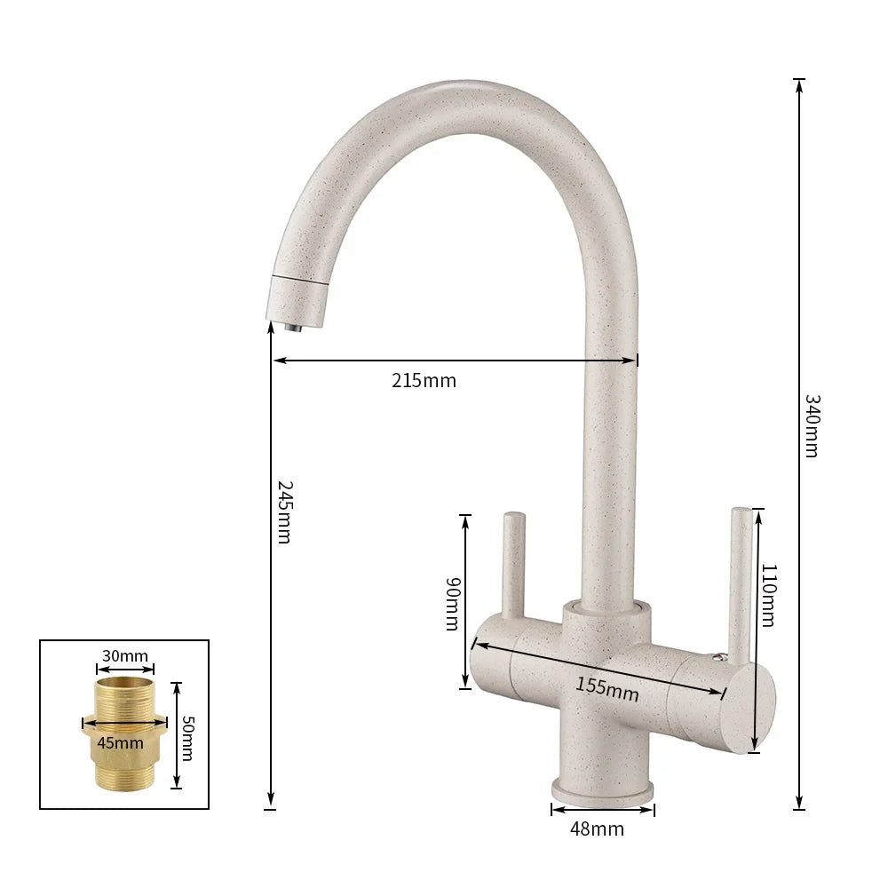 WF-0180 - Dual Handle 3-Way Kitchen Filter Faucet