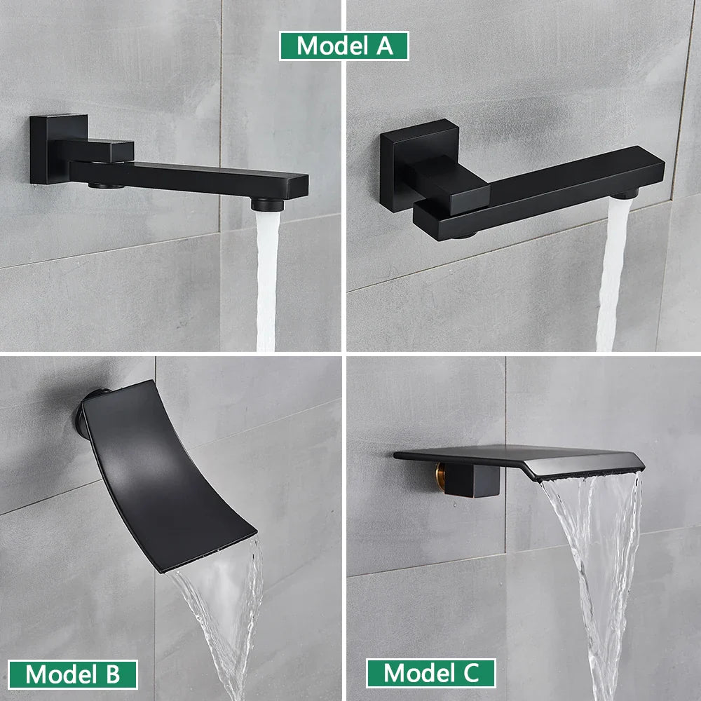 Rozin Matte Black Rainfall Shower System - Wall Mounted Kit