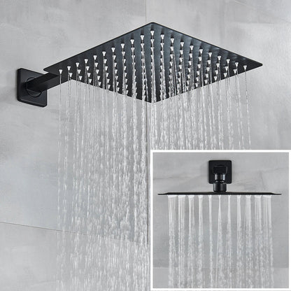 POIQIHY Aura - Matte Black Rainfall Shower System with In-Wall Mixer