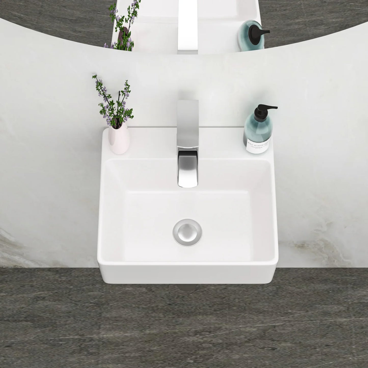 13.6" White Ceramic Wall Mount Bathroom Sink