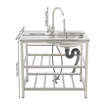 Freestanding Stainless Steel Outdoor Utility Sink