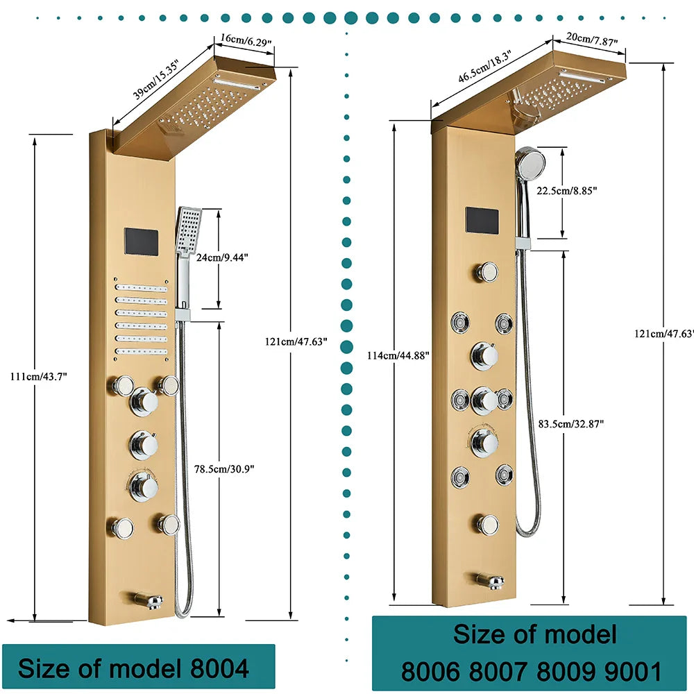 LED Shower Panel - Luxury Rainfall Column with Hand Shower