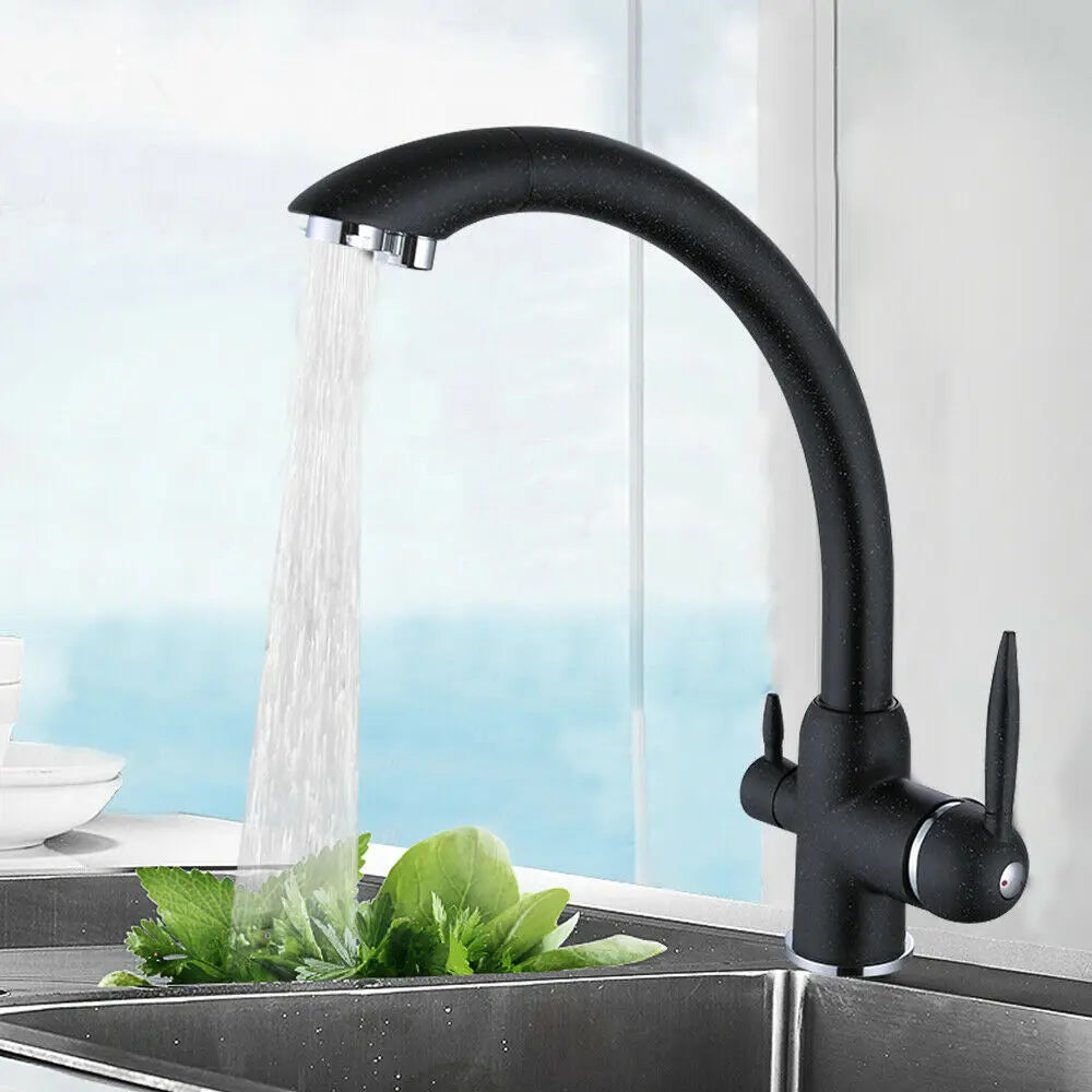 Matte Black Pull-Out Kitchen Mixer Tap with 360° Swivel