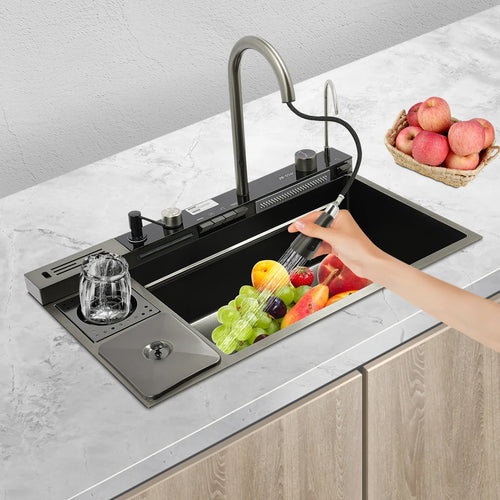 Digital Single Bowl Stainless Steel Kitchen Sink Set
