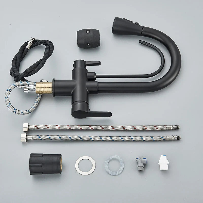 3-Way Filtered Kitchen Faucet with Pull-Out Spray