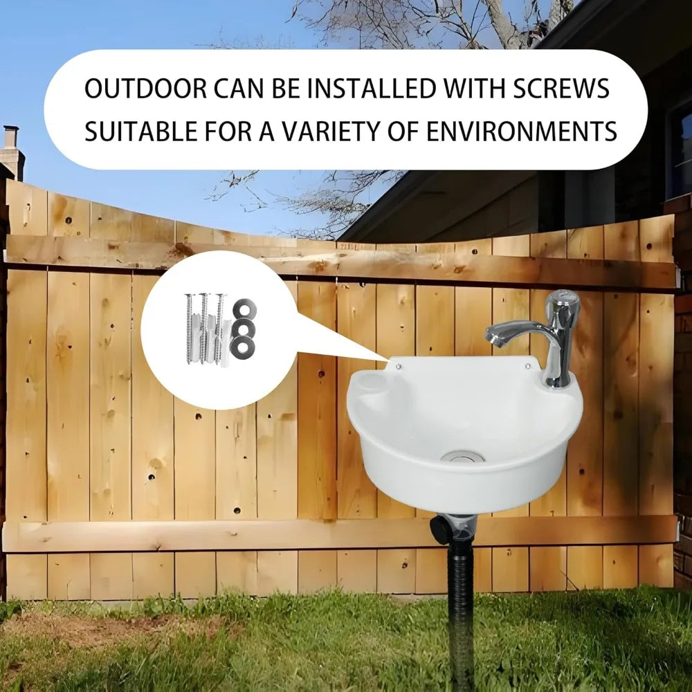 Small Wall Mount Bathroom Sink with No-Drill Adhesive