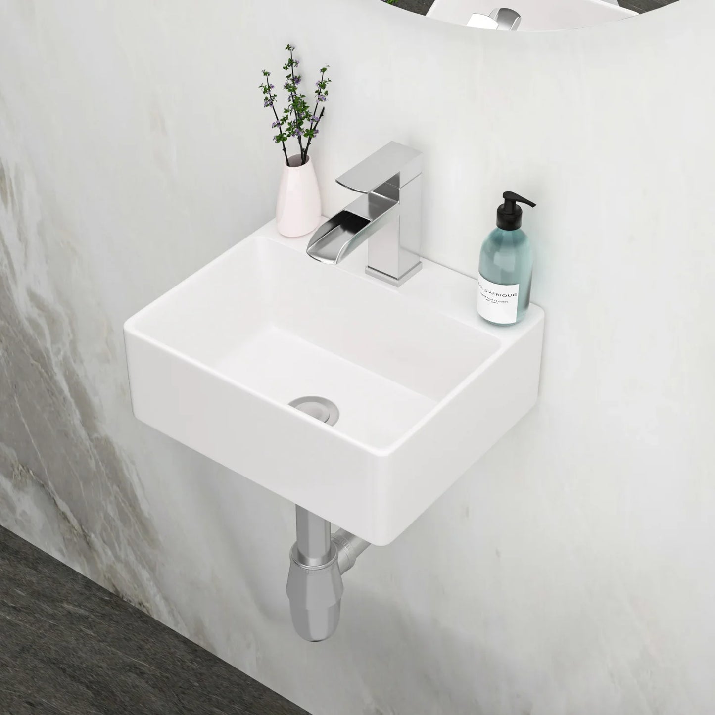 13.6" White Ceramic Wall Mount Bathroom Sink