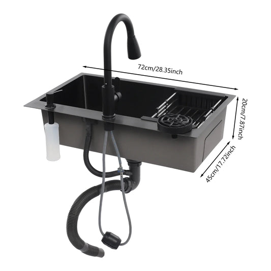 Stainless Steel Kitchen Sink with Faucet & Cup Washer