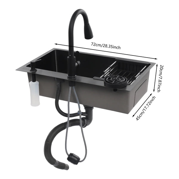 Stainless Steel Kitchen Sink with Faucet & Cup Washer