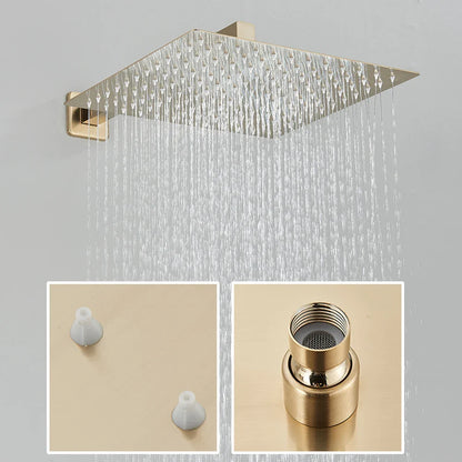 Brushed Gold Rainfall Shower Set - Wall Mounted Mixer Tap