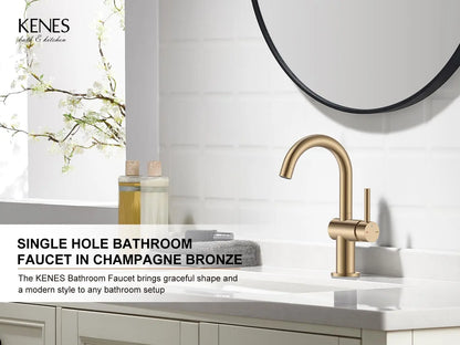 Champagne Bronze Bathroom Faucet - 360° Swivel Sink Tap