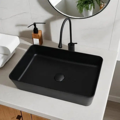 22-Inch Stone Resin Rectangle Vessel Sink with Faucet