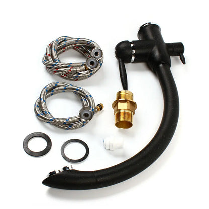 Matte Black Pull-Out Kitchen Mixer Tap with 360° Swivel