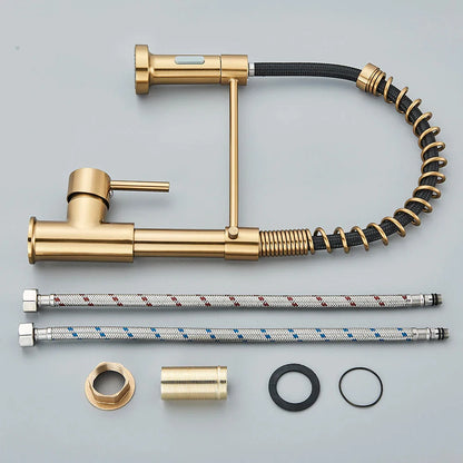 Spring Pull-Down Kitchen Faucet - Brushed Gold Mixer