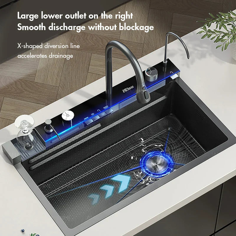 304 Stainless Steel Waterfall Kitchen Sink