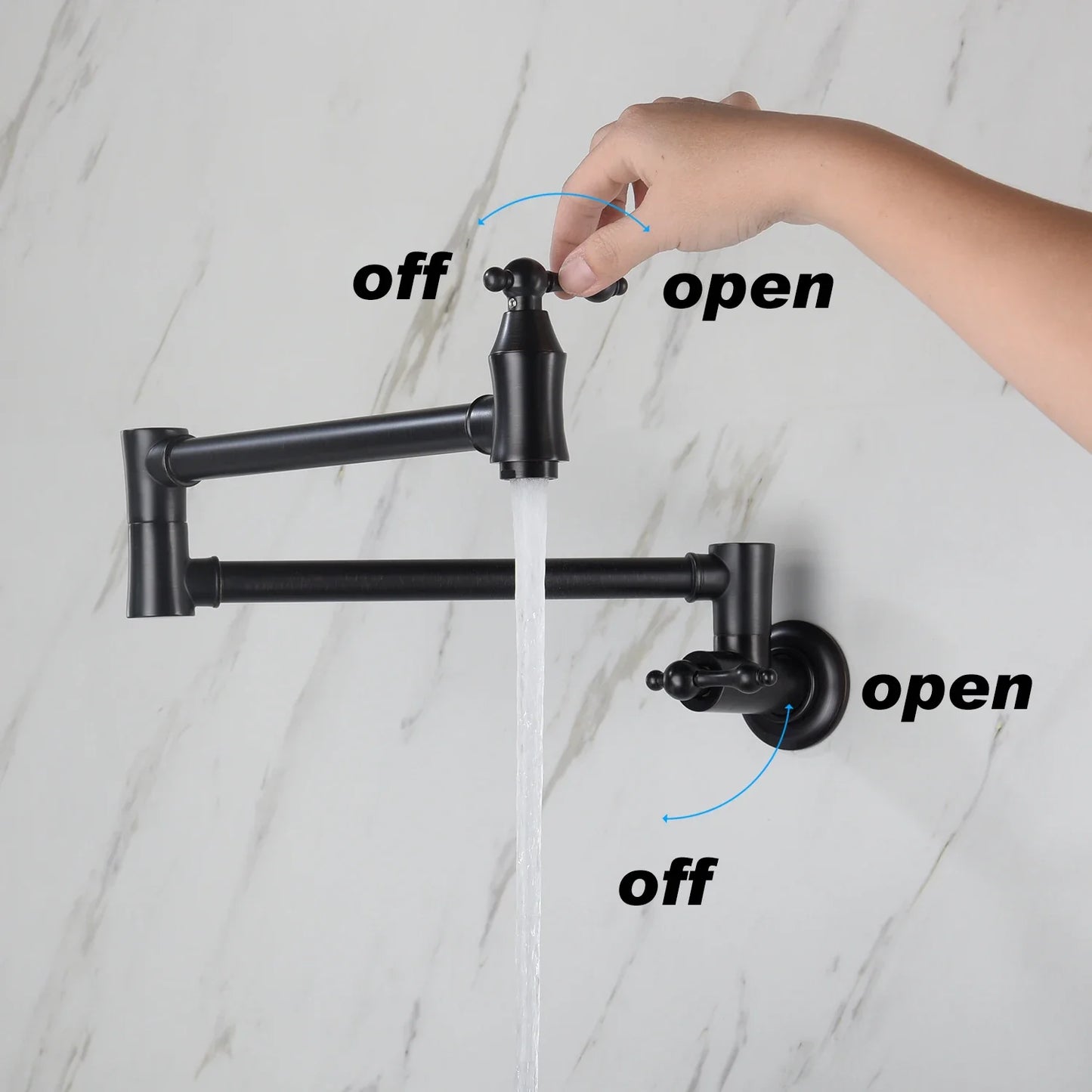 Wall Mounted Pot Filler - Foldable Swing Arm Kitchen Faucet