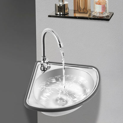 Apex Corner Hand Wash Sink - Stainless Steel Wall-Mounted Basin