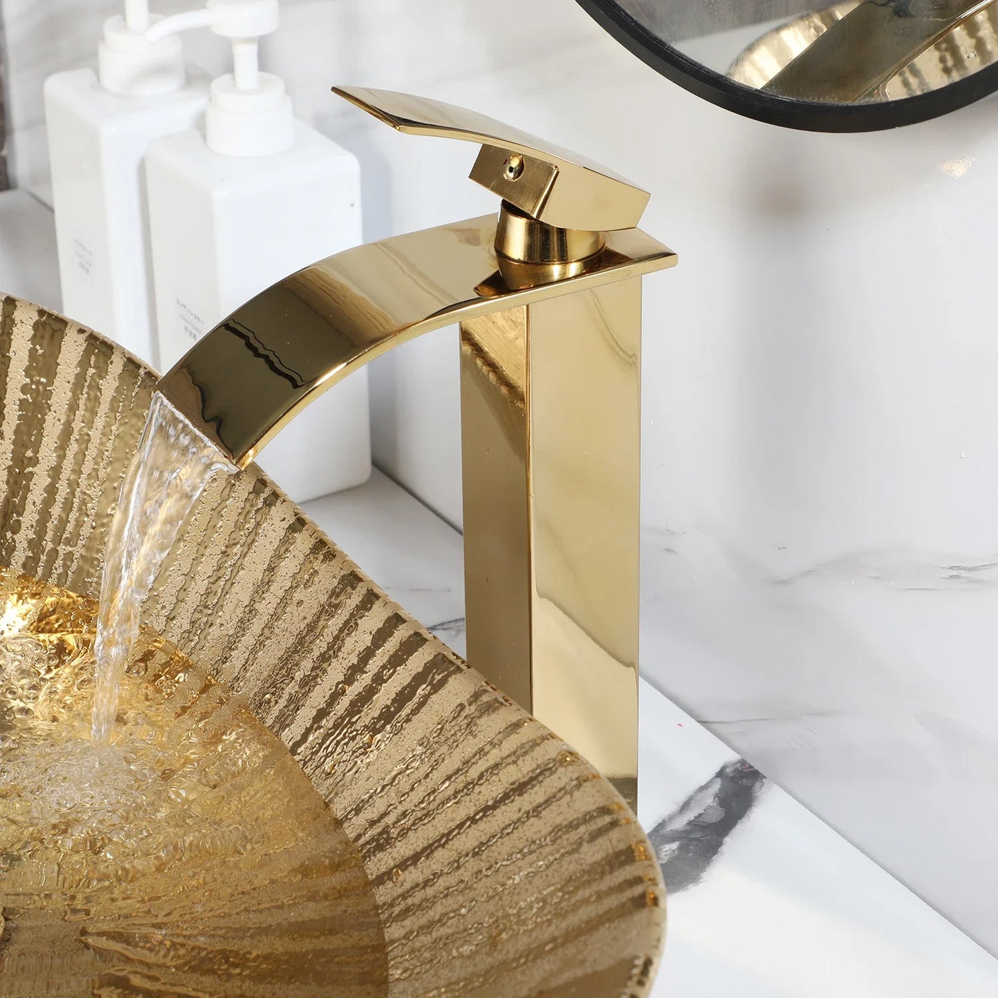 Gold Oval Vessel Sink - 24" Ceramic Basin Set