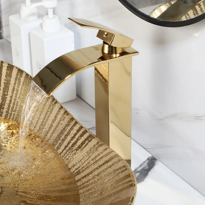 Gold Oval Vessel Sink - 24" Ceramic Basin Set