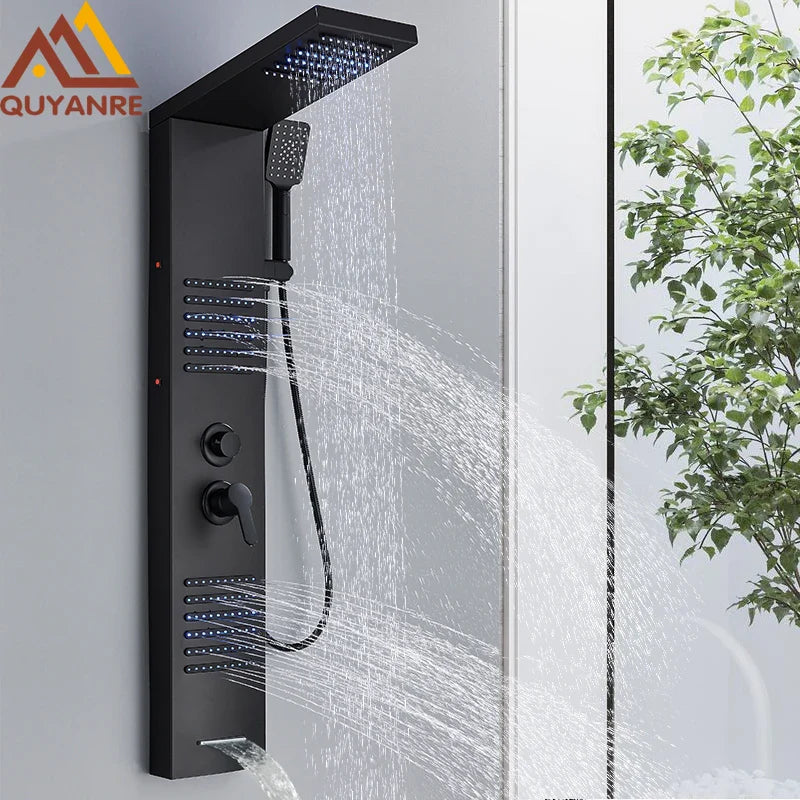 AuraLux LED Shower Panel Tower - Rain & Waterfall Massage Column