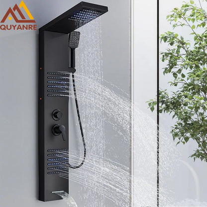 AuraLux LED Shower Panel Tower - Rain & Waterfall Massage Column