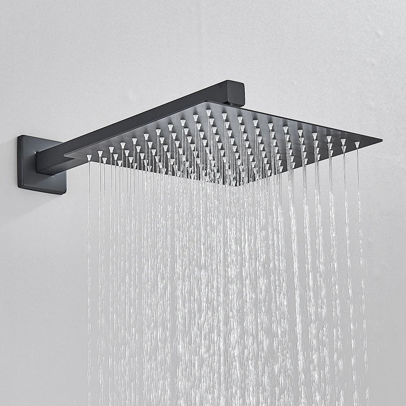 Matte Black Rain & Waterfall Shower System