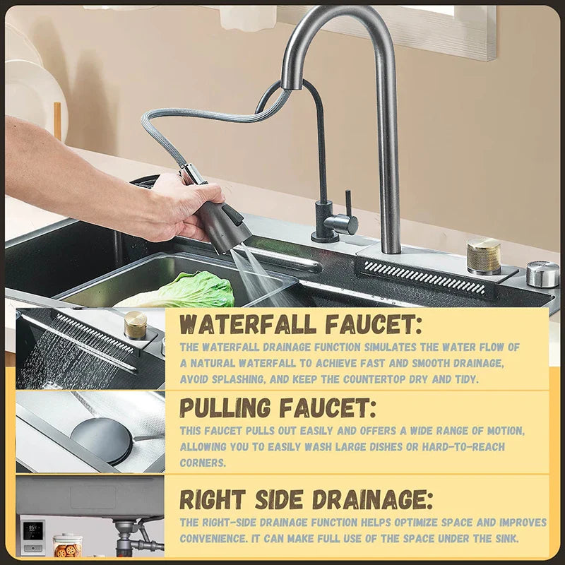 304 Stainless Steel Rainfall Kitchen Sink