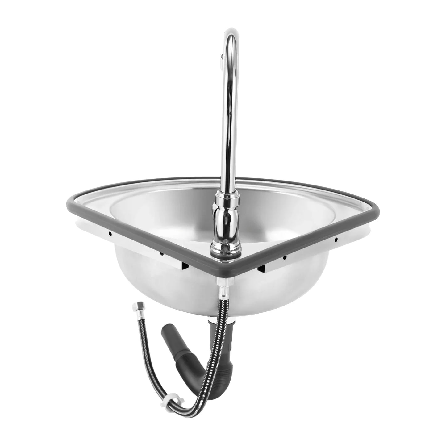 Apex Corner Hand Wash Sink - Stainless Steel Wall-Mounted Basin