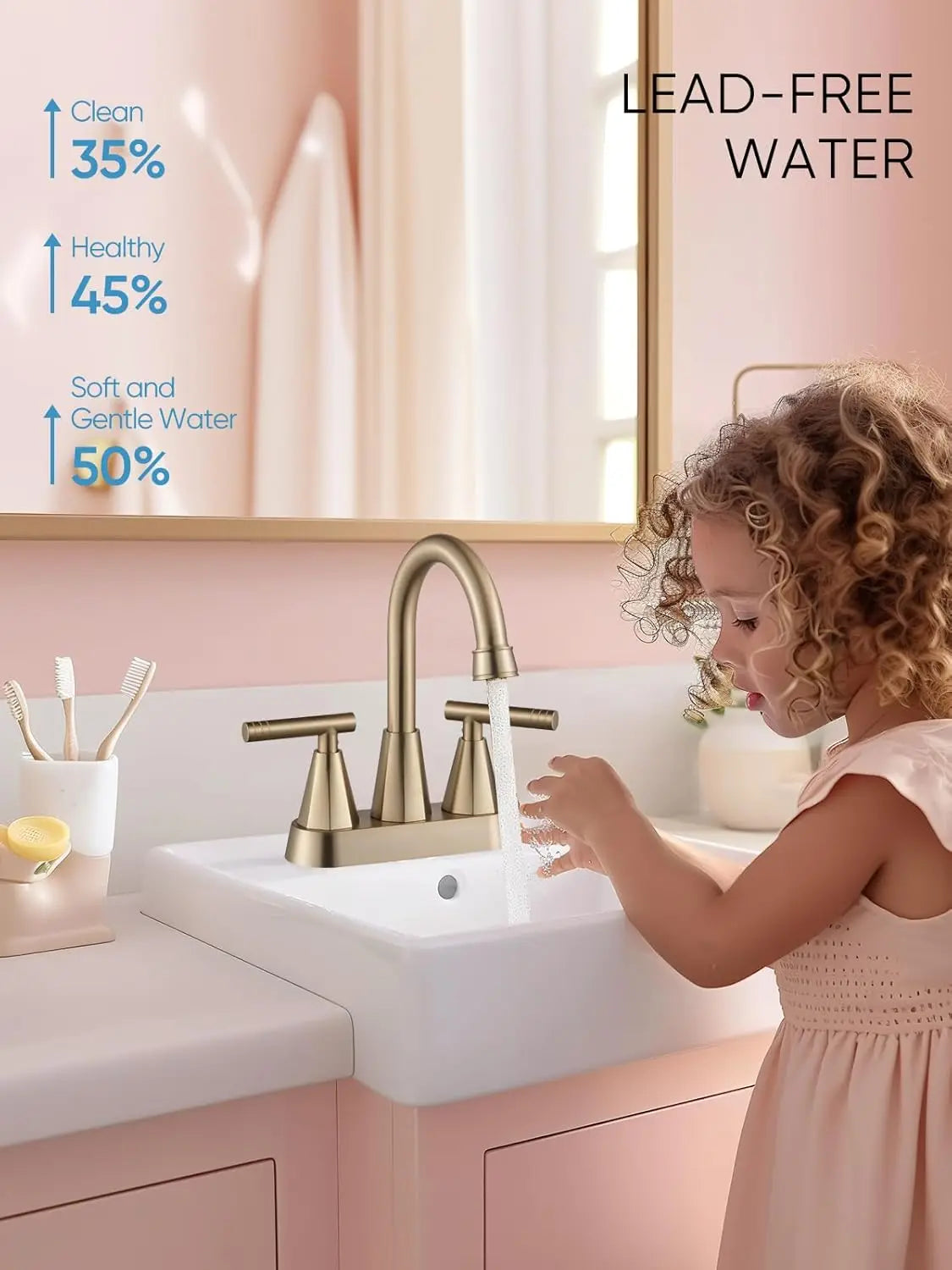 Brushed Gold 4-Inch Centerset Bathroom Faucet - 2-Pack