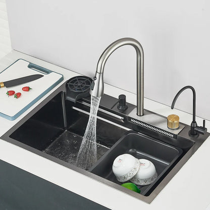 Stainless Steel Recessed Kitchen Sink & Faucet Set