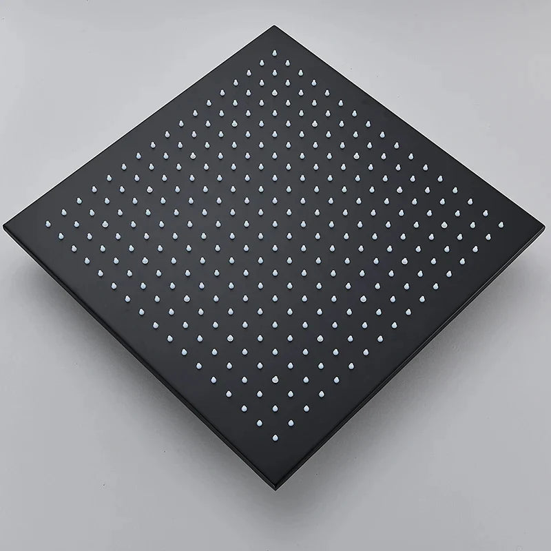 LED Rainfall Shower Head - Large Brass Square Faucet