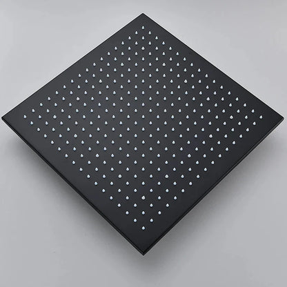 LED Rainfall Shower Head - Large Brass Square Faucet