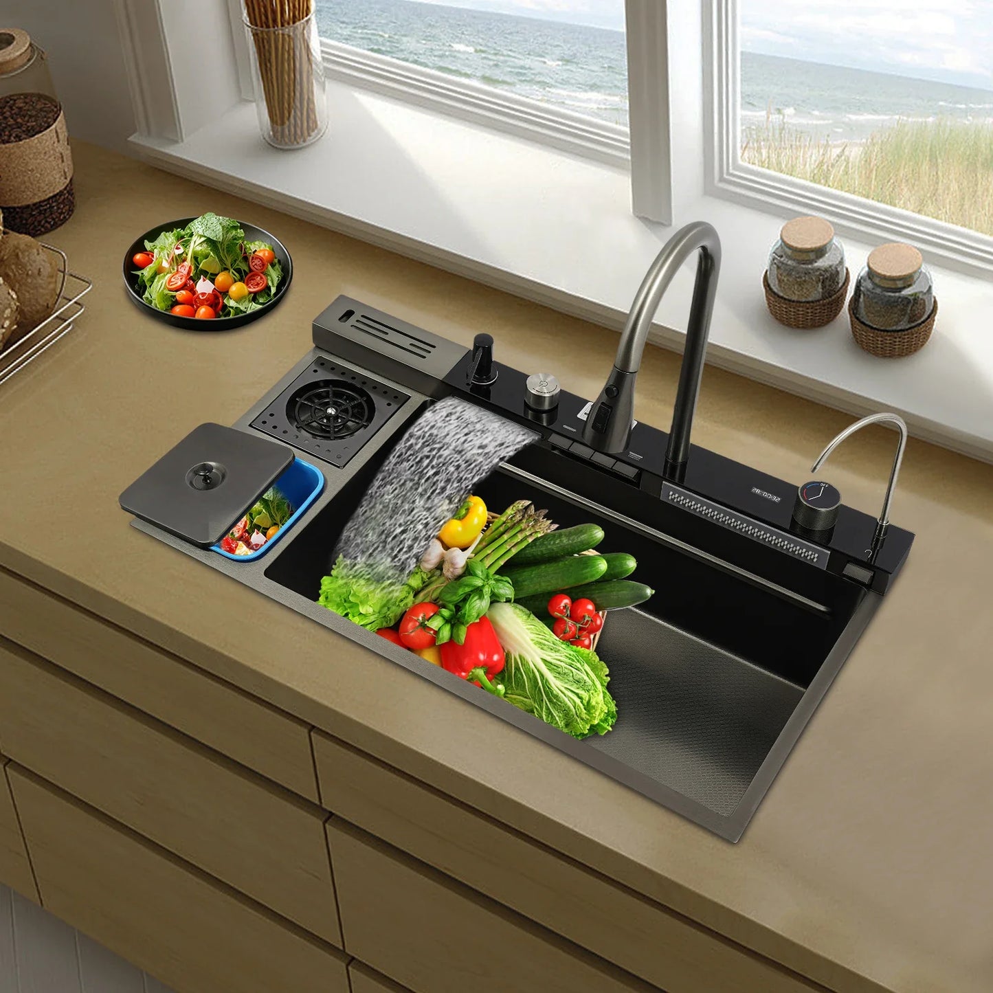 Digital Single Bowl Stainless Steel Kitchen Sink Set