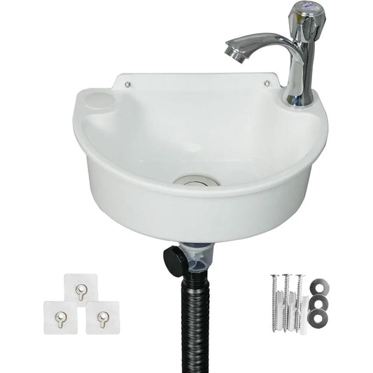 Small Wall Mount Bathroom Sink with No-Drill Adhesive