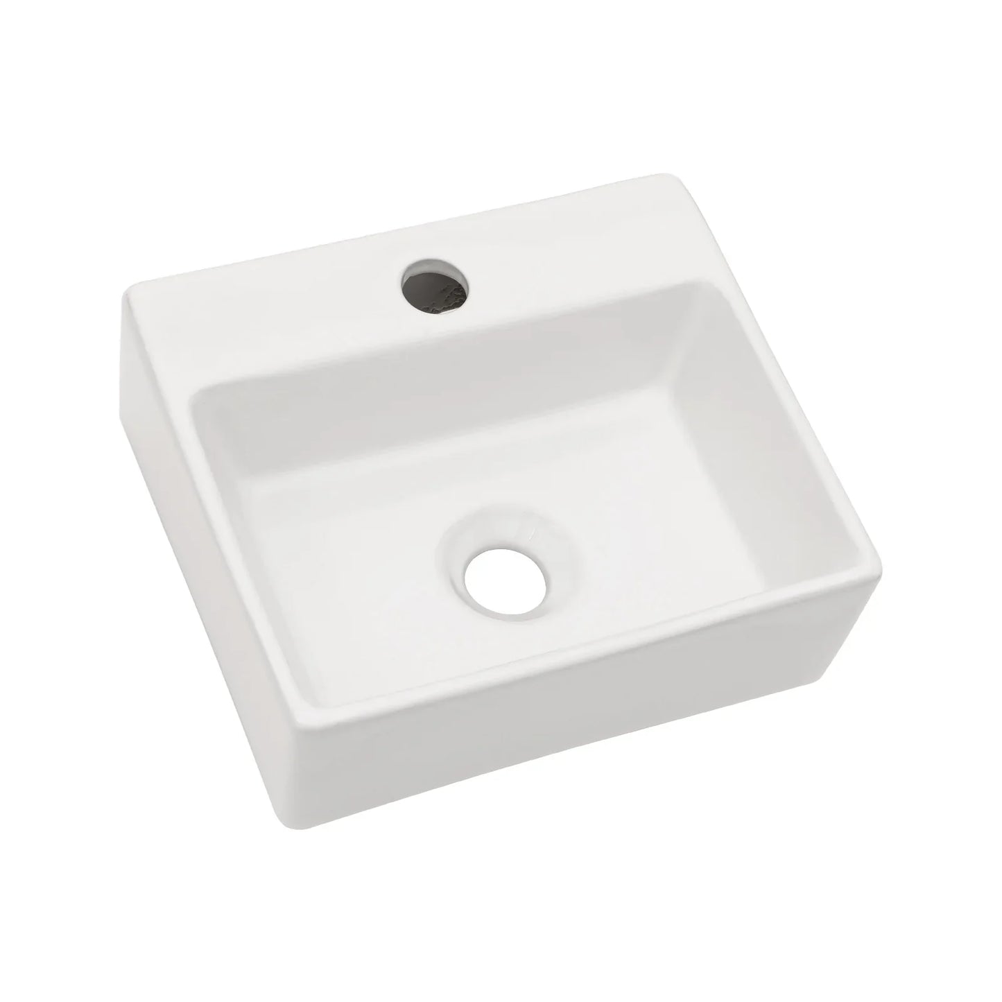 13.6" White Ceramic Wall Mount Bathroom Sink