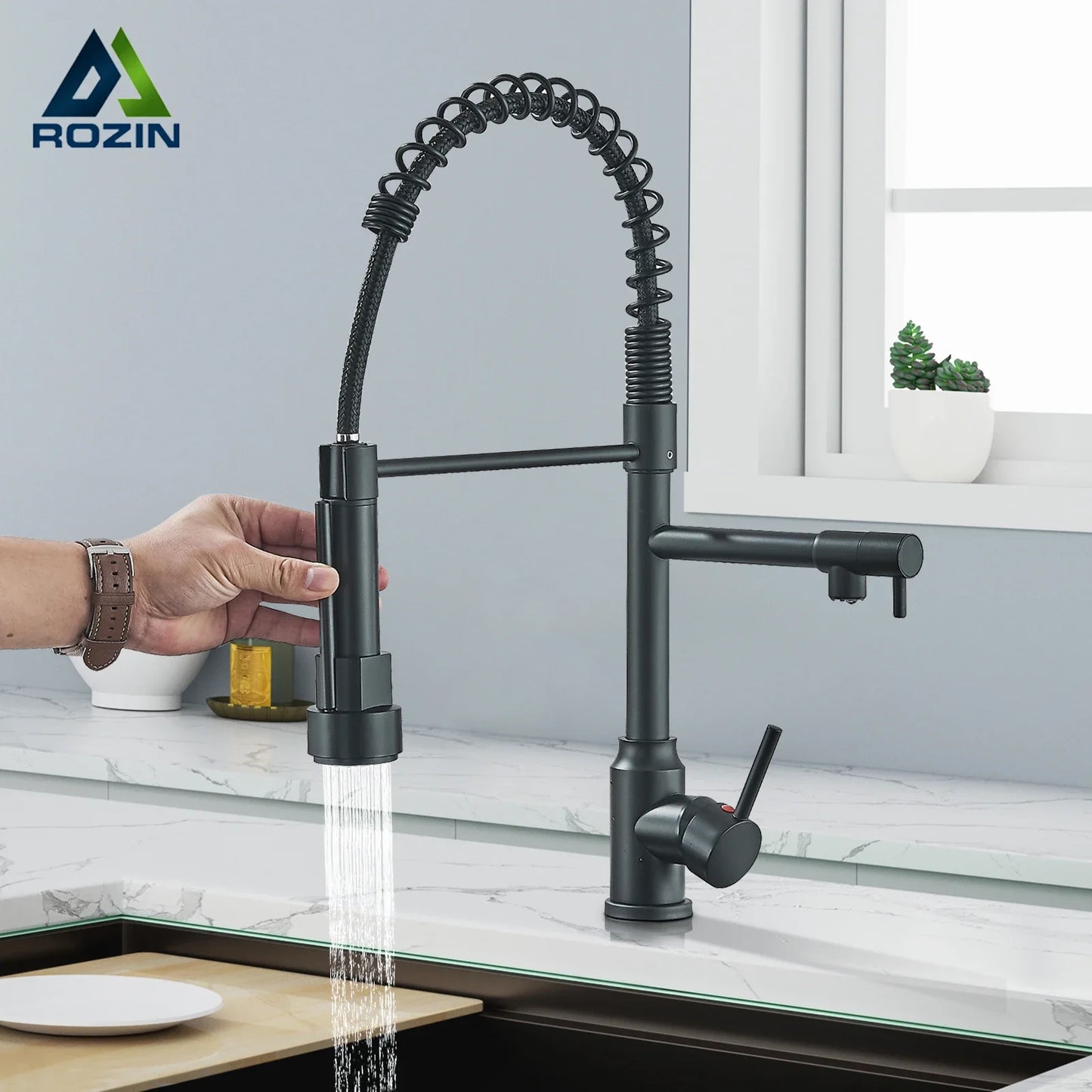 Kitchen Faucet with Pull Down Spring Sprayer