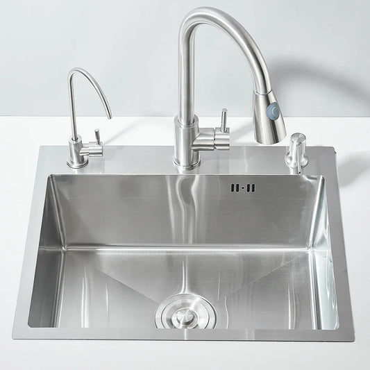 55x45cm Stainless Steel Kitchen Sink Kit with Faucet