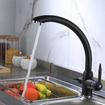 Matte Black Pull-Out Kitchen Mixer Tap with 360° Swivel
